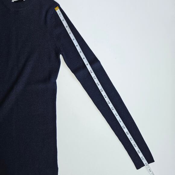 Rebecca Vallance Navy Merino Wool Silk Knit Sweater Size Small - Picture 10 of 10
